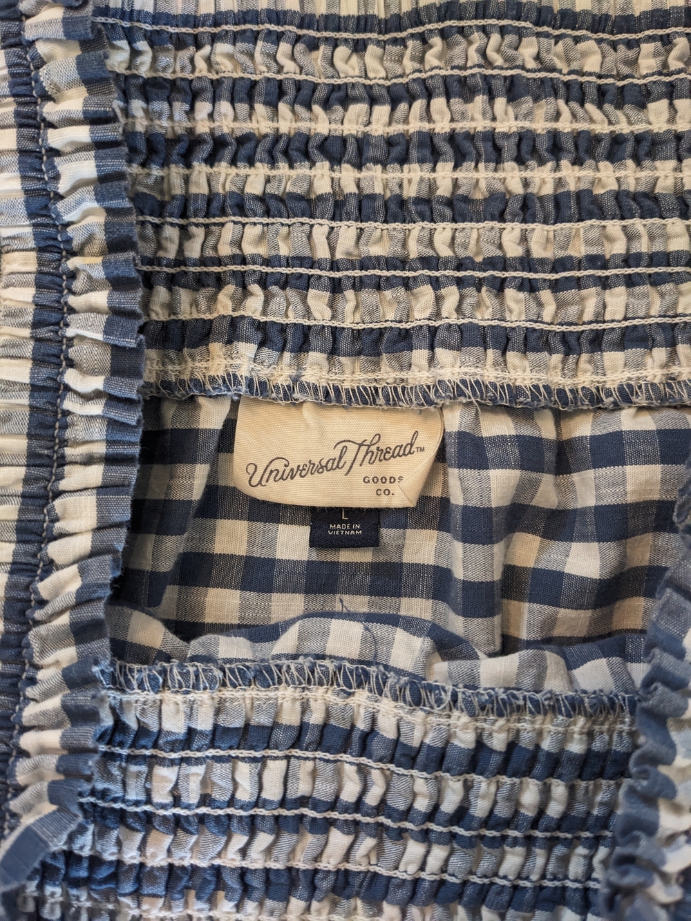 Universal Thread Cotton Blue Gingham Tiered Midi Skirt Size Large - Picture 5 of 7
